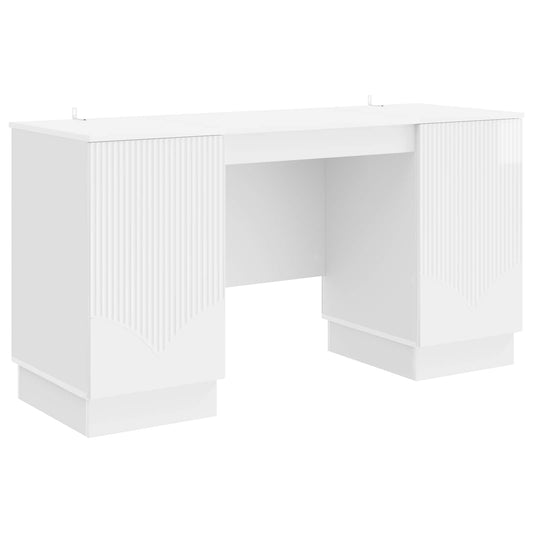 Desk High Gloss White 142.5 x 50 x 75 cm Engineered Wood Desk High Gloss White 142.5 x 50 x 75 cm Engineered Wood