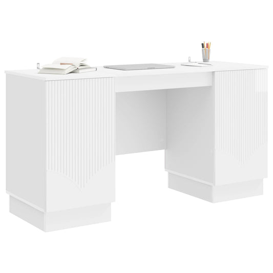 Desk High Gloss White 142.5 x 50 x 75 cm Engineered Wood Desk High Gloss White 142.5 x 50 x 75 cm Engineered Wood