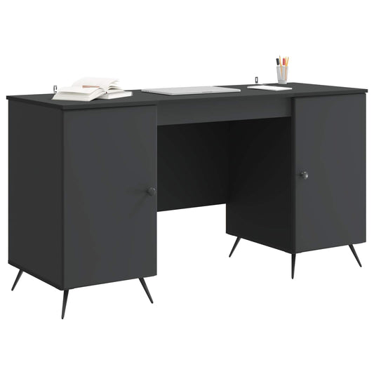 Desk with Shelf Black 142.5 x 50 x 75 cm Engineered Wood Desk with Shelf Black 142.5 x 50 x 75 cm Engineered Wood