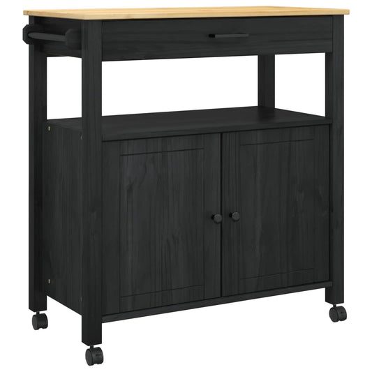 Kitchen Trolley Plain Black 84 x 40 x 88.5 cm Kitchen Trolley Plain Black 84 x 40 x 88.5 cm