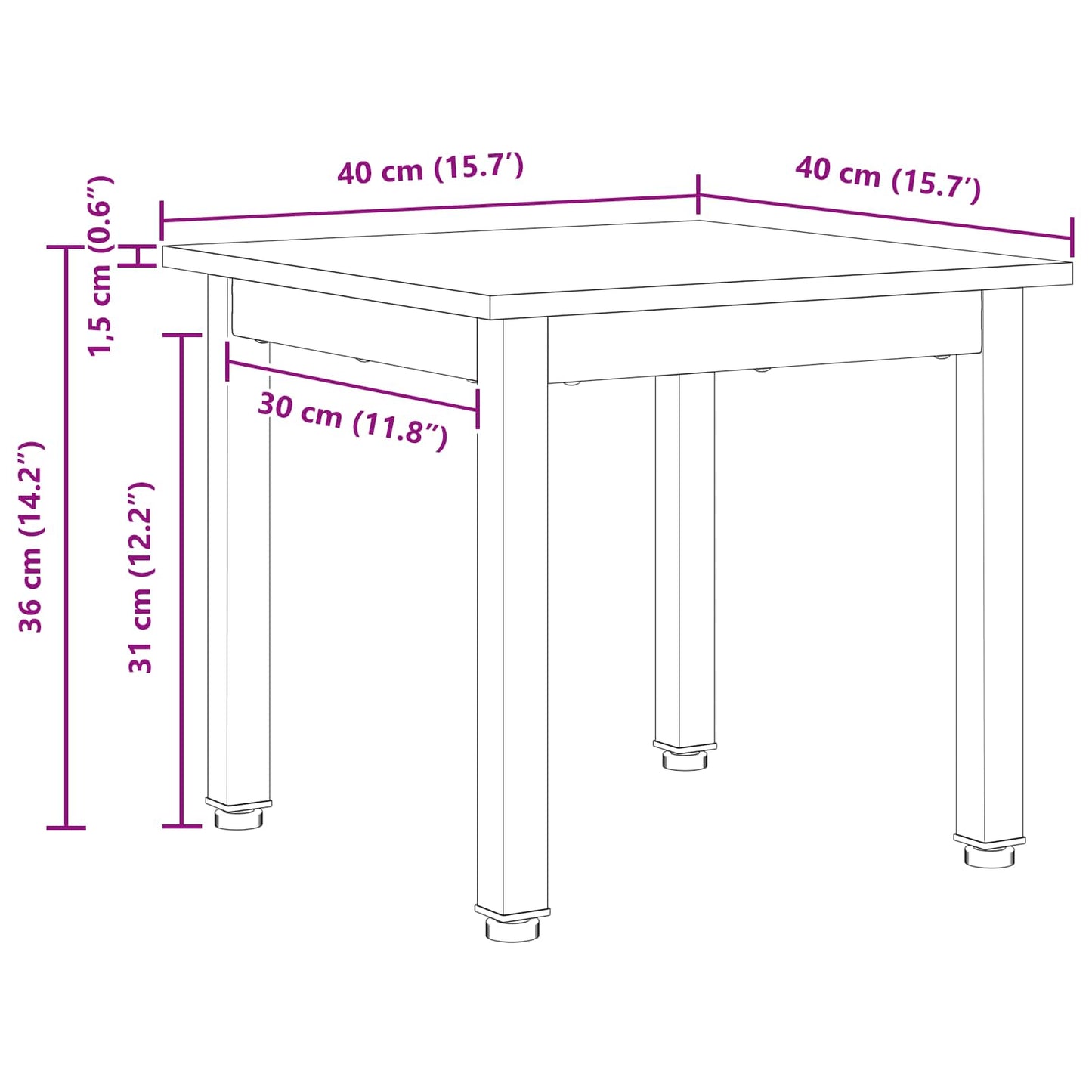 Coffee Table Natural 40 x 40 x 36 cm Solid Pine Wood