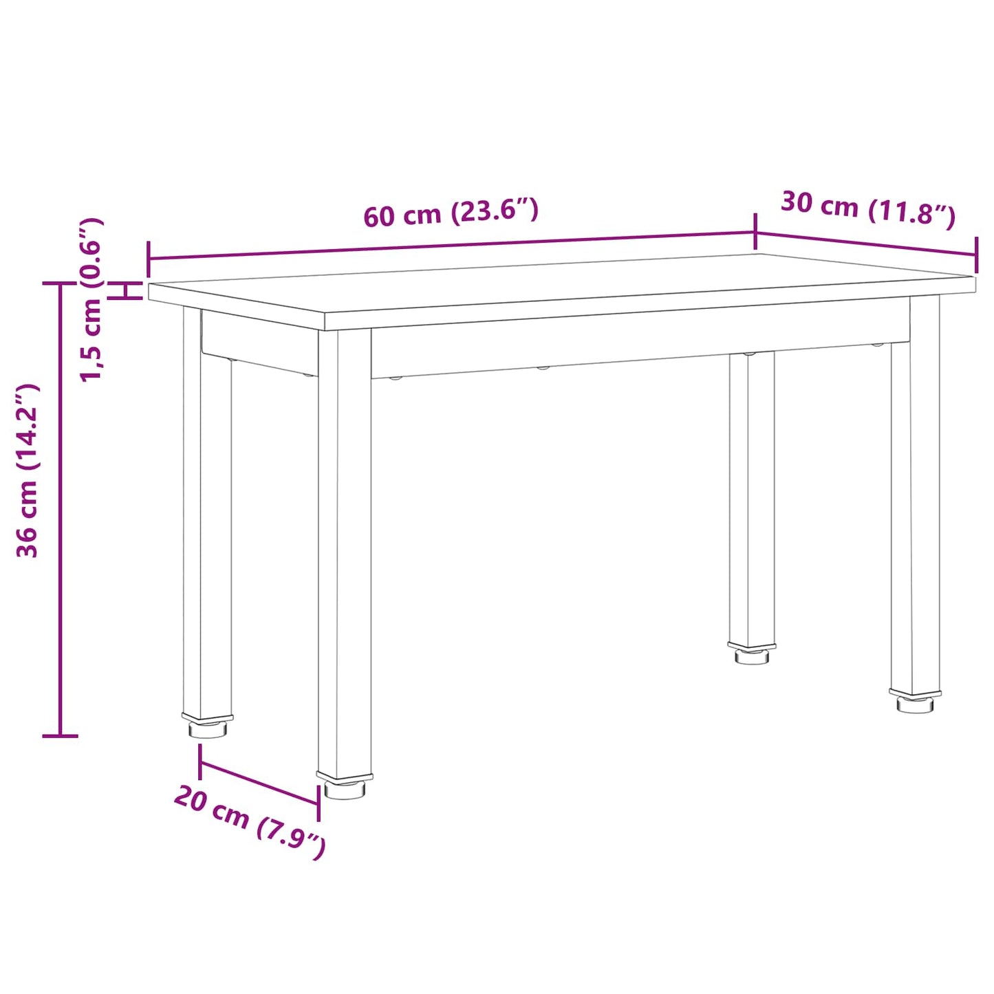 Coffee Table White 60 x 30 x 36 cm Solid Pine Wood