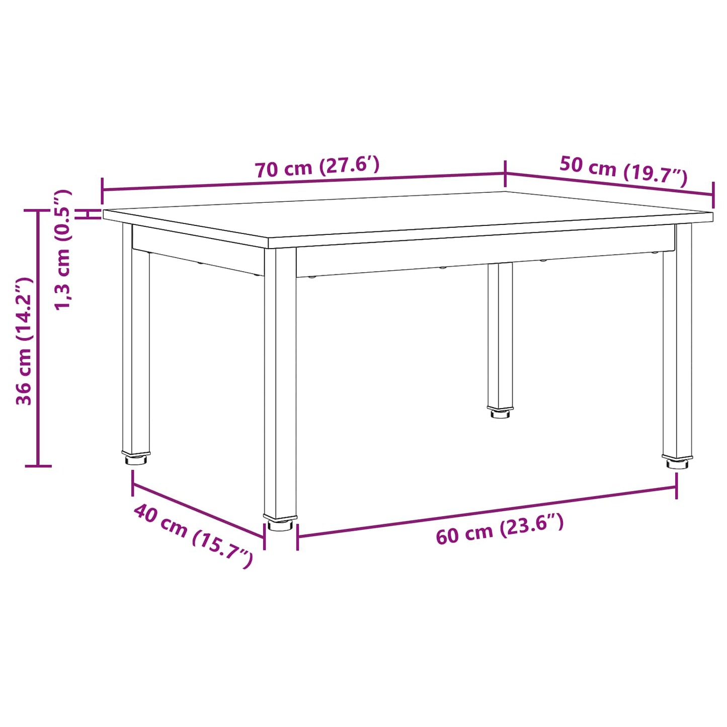 Coffee Table White 70 x 50 x 36 cm Solid Pine Wood