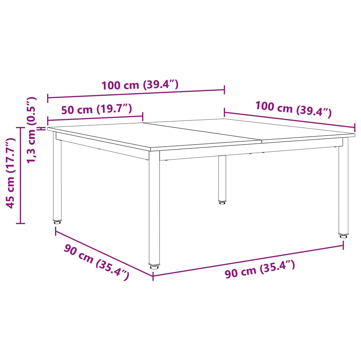 Coffee Table White 100 x 100 x 45 cm Solid Pine Wood