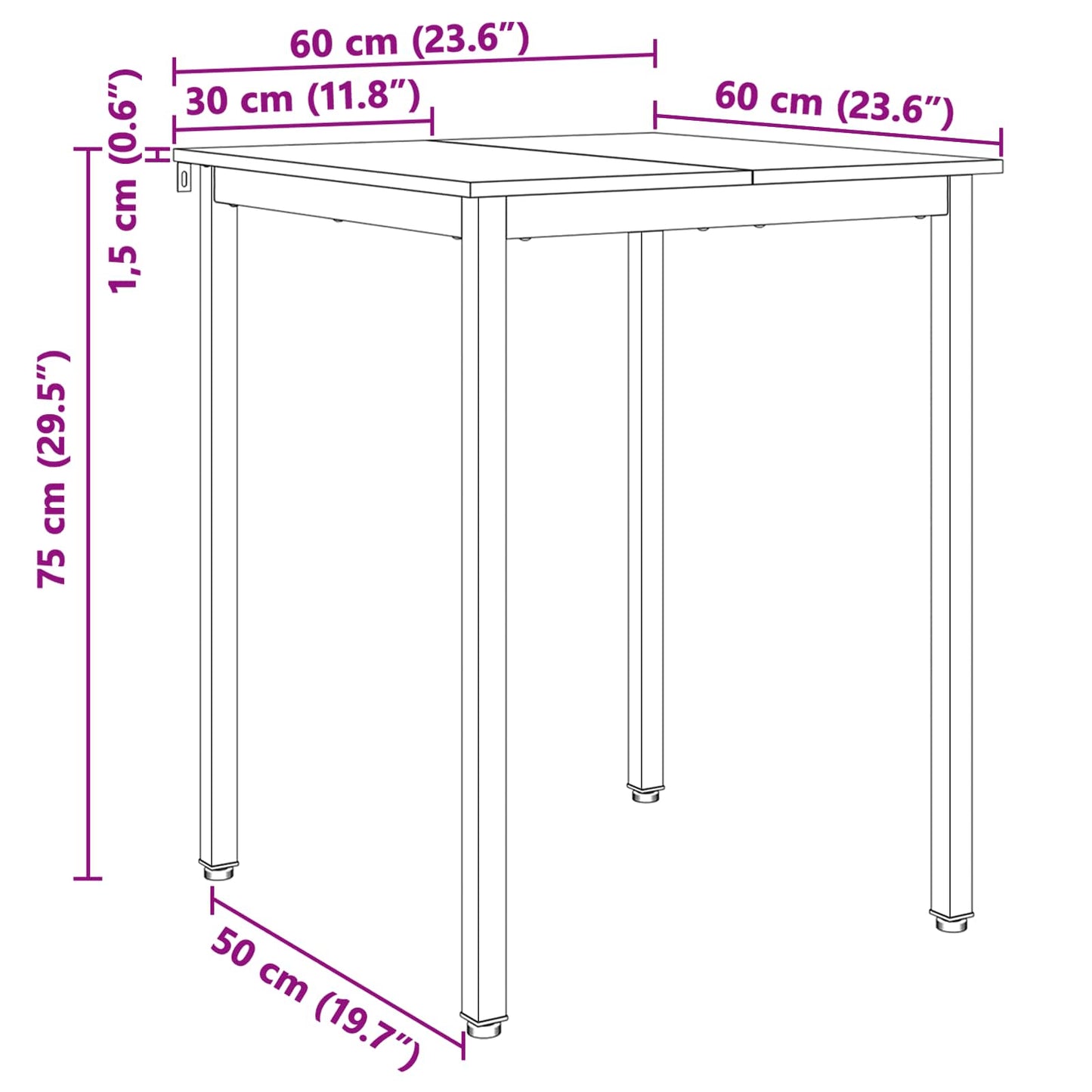 Dining Table Natural 60 x 60 x 75 cm Solid Pine Wood