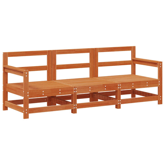 Sectional Sofa Units 3 Piece Wax Brown Solid Pine Wood Sectional Sofa Units 3 Piece Wax Brown Solid Pine Wood