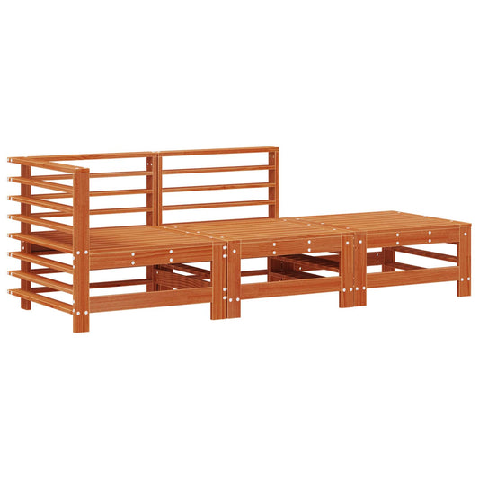 Sectional Sofa Units 3 Piece Wax Brown Solid Pine Wood Sectional Sofa Units 3 Piece Wax Brown Solid Pine Wood