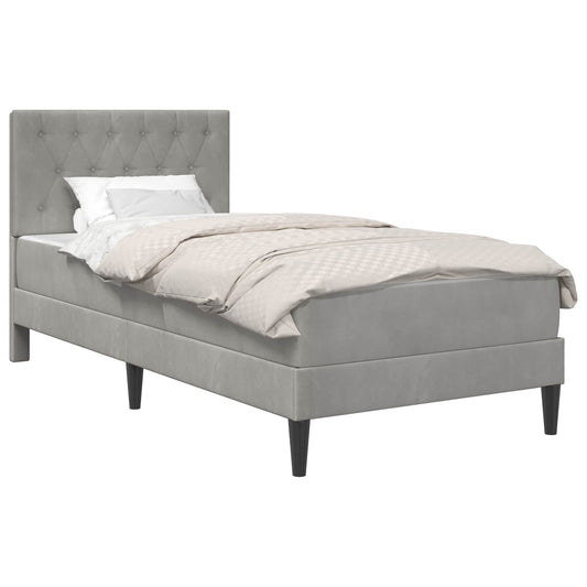 Bed Frame with Mattress Light Grey 90 x 190 cm Velvet Bed Frame with Mattress Light Grey 90 x 190 cm Velvet