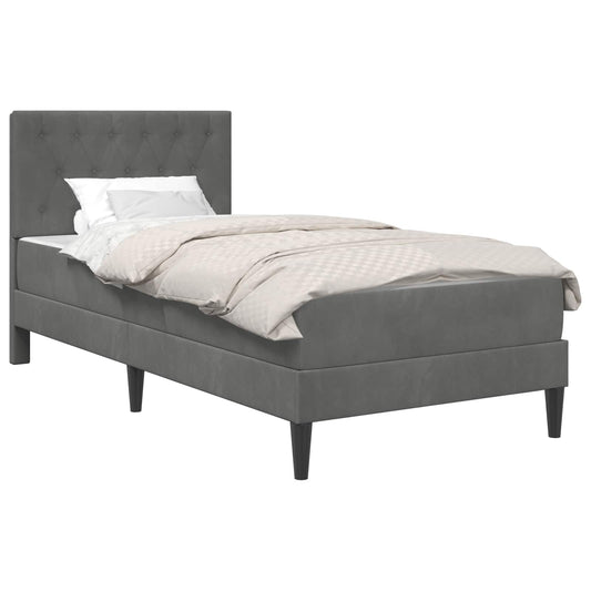 Bed Frame with Mattress Dark Grey 90 x 190 cm Velvet Bed Frame with Mattress Dark Grey 90 x 190 cm Velvet