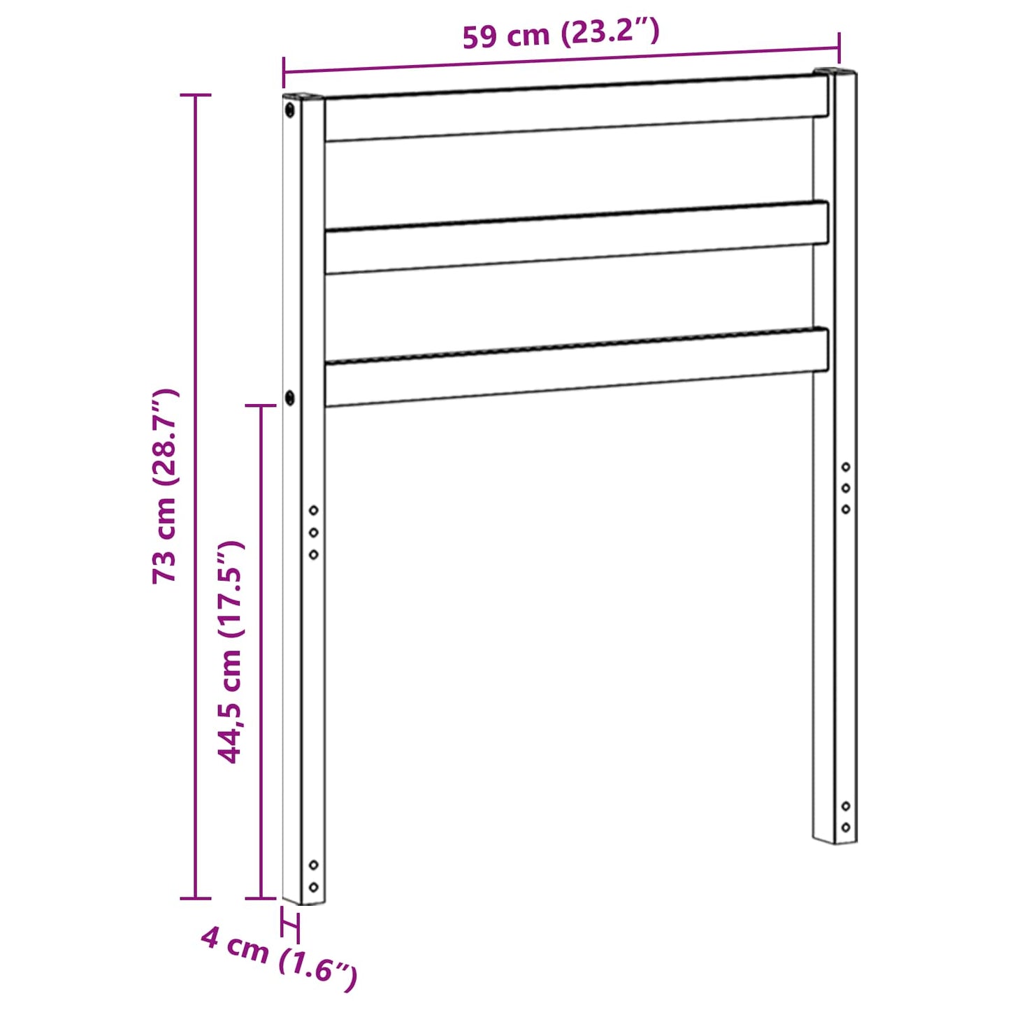 Armrests Module 2 pcs White 59 x 4 x 73 cm Solid Acacia Wood