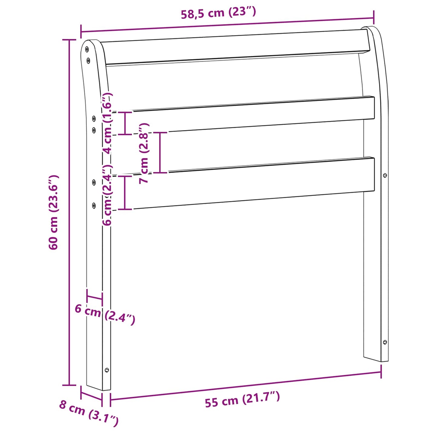 Armrests Module 2 pcs White 58.5 x 8.5 x 60 cm