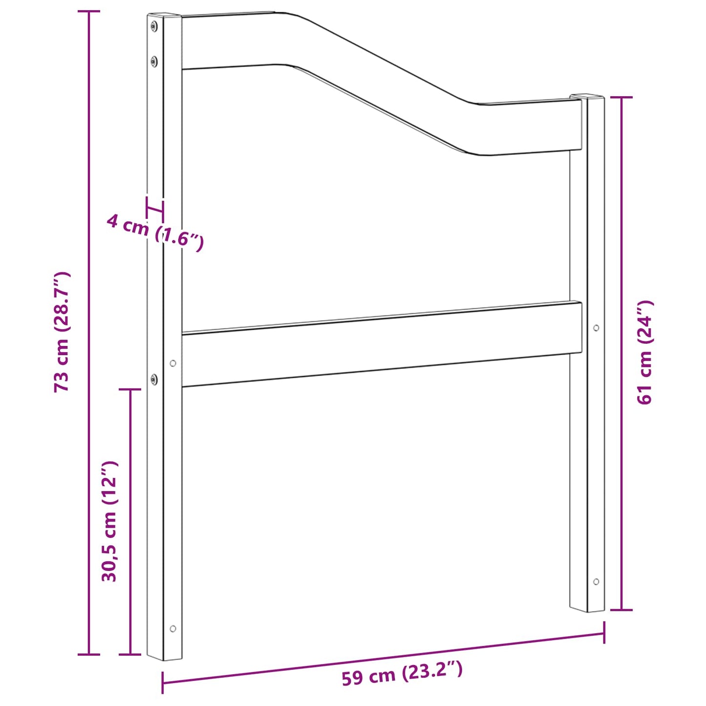 Armrests Module 2 pcs White 59 x 4 x 73 cm Solid Acacia Wood