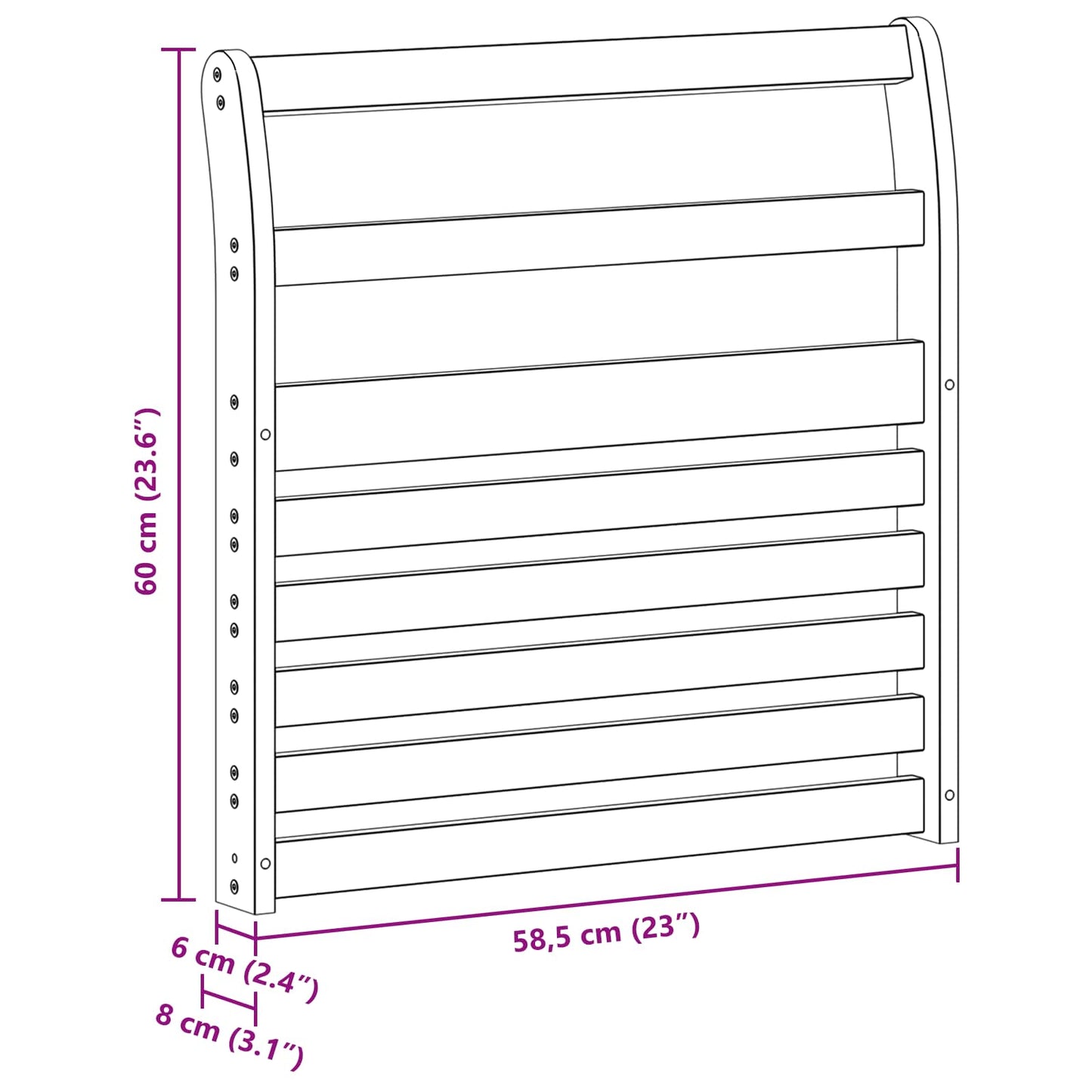 Armrests Module 2 pcs White 58.5 x 8 x 60 cm Solid Acacia Wood