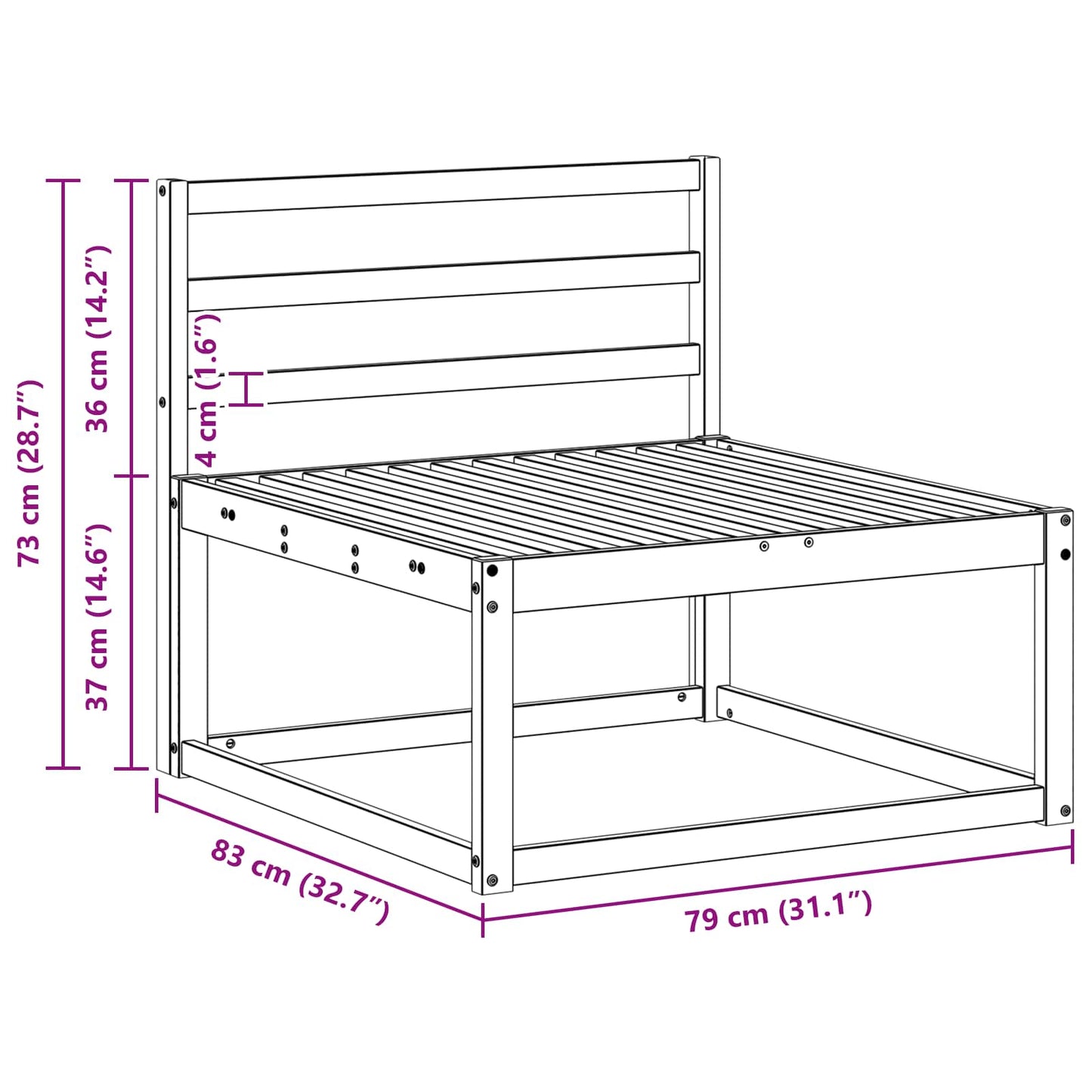 Outdoor Middle Sofa White 79 x 83 x 73 cm