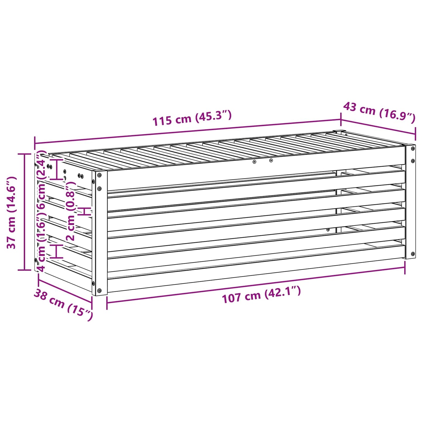 Outdoor Stool Bench White 115 x 43 x 37 cm Solid Acacia Wood