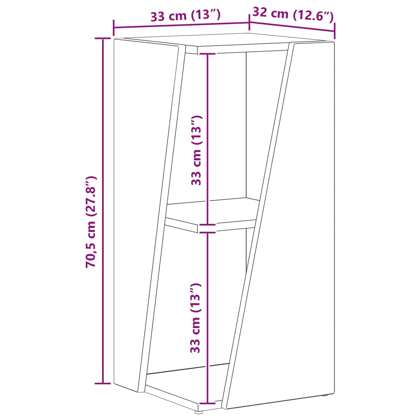 Side Shelf White 33 x 32 x 70.5 cm Engineered Wood