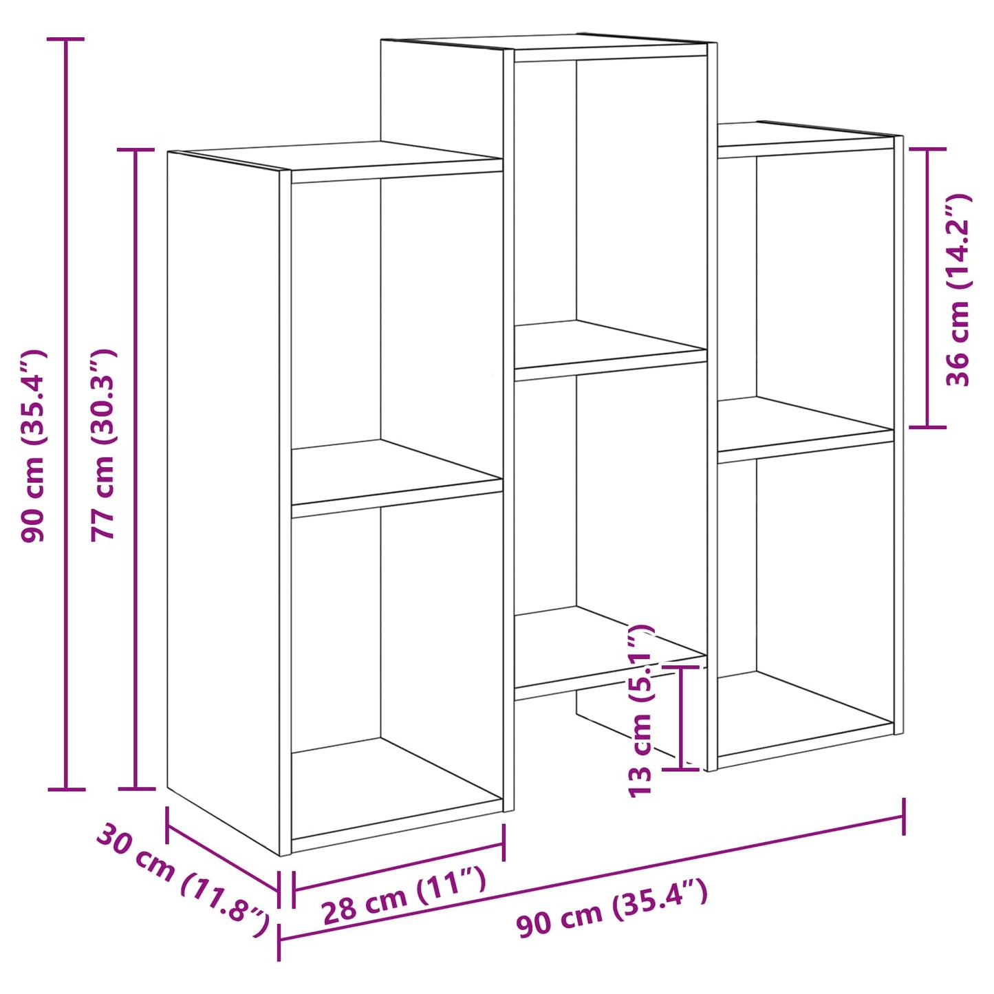 Sideboard White 90 x 30 x 90 cm