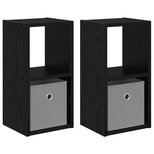 Bedside Table with Drawer 2 pcs Black Oak 25.5 x 22 x 49.5 cm Bedside Table with Drawer 2 pcs Black Oak 25.5 x 22 x 49.5 cm