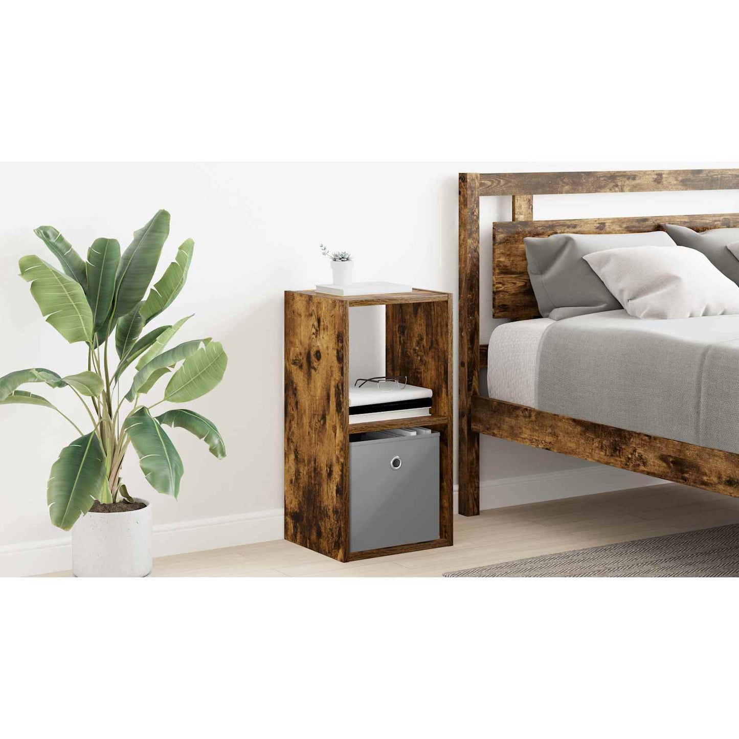 Bedside Table Smoked Oak 30.5 x 27 x 59.5 cm Engineered Wood