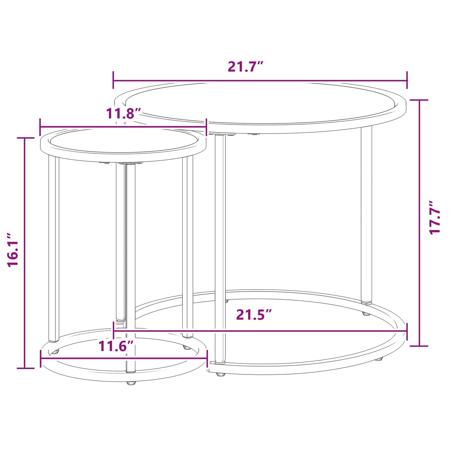 Coffee Table Set 2 pcs 55 x 55 x 45 cm steel