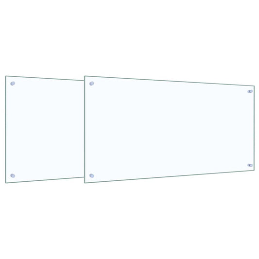 Kitchen Backsplash 2 pcs Transparent 100 x 50 cm Tempered Glass Kitchen Backsplash 2 pcs Transparent 100 x 50 cm Tempered Glass