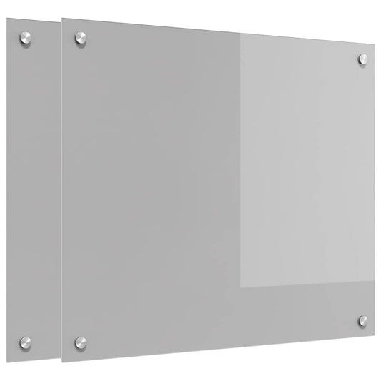 Kitchen Backsplash 2 pcs Light Grey 70 x 60 cm Tempered Glass Kitchen Backsplash 2 pcs Light Grey 70 x 60 cm Tempered Glass
