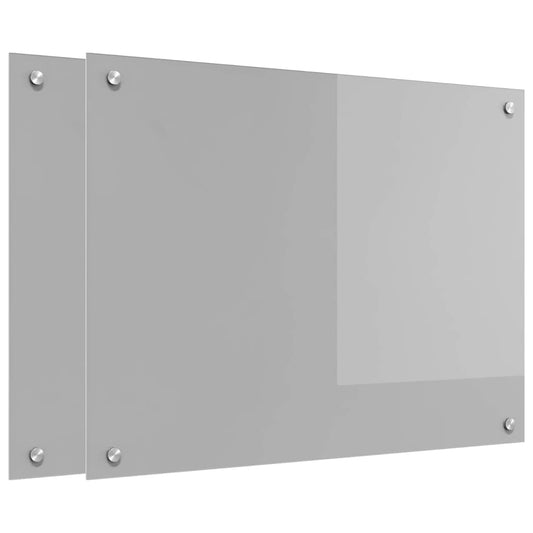 Kitchen Backsplash 2 pcs Light Grey 80 x 60 cm Tempered Glass Kitchen Backsplash 2 pcs Light Grey 80 x 60 cm Tempered Glass