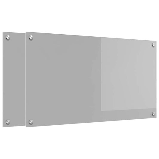 Kitchen Backsplash 2 pcs Light Grey 90 x 50 cm Tempered Glass Kitchen Backsplash 2 pcs Light Grey 90 x 50 cm Tempered Glass