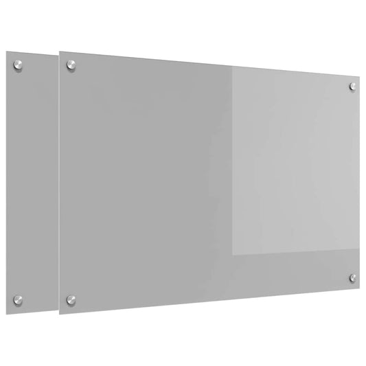 Kitchen Backsplash 2 pcs Light Grey 90 x 60 cm Tempered Glass Kitchen Backsplash 2 pcs Light Grey 90 x 60 cm Tempered Glass