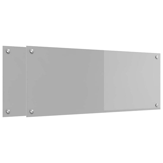 Kitchen Backsplash 2 pcs Light Grey 100 x 40 cm Tempered Glass Kitchen Backsplash 2 pcs Light Grey 100 x 40 cm Tempered Glass