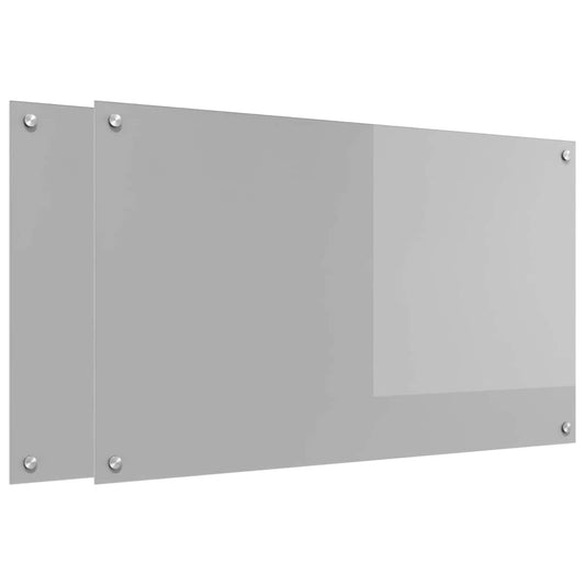 Kitchen Backsplash 2 pcs Light Grey 100 x 60 cm Tempered Glass Kitchen Backsplash 2 pcs Light Grey 100 x 60 cm Tempered Glass