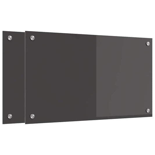 Kitchen Backsplash 2 pcs Dark Grey 70 x 40 cm Tempered Glass Kitchen Backsplash 2 pcs Dark Grey 70 x 40 cm Tempered Glass