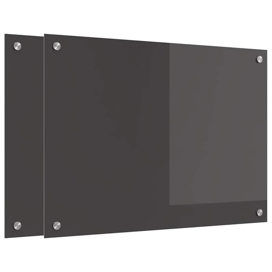 Kitchen Backsplash 2 pcs Dark Grey 70 x 50 cm Tempered Glass Kitchen Backsplash 2 pcs Dark Grey 70 x 50 cm Tempered Glass
