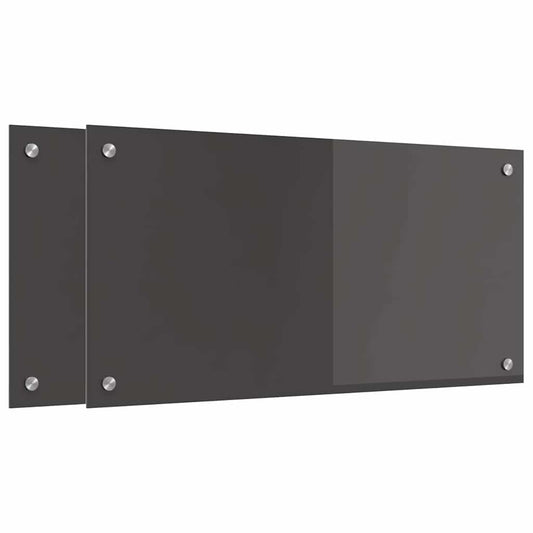Kitchen Backsplash 2 pcs Dark Grey 80 x 40 cm Tempered Glass Kitchen Backsplash 2 pcs Dark Grey 80 x 40 cm Tempered Glass