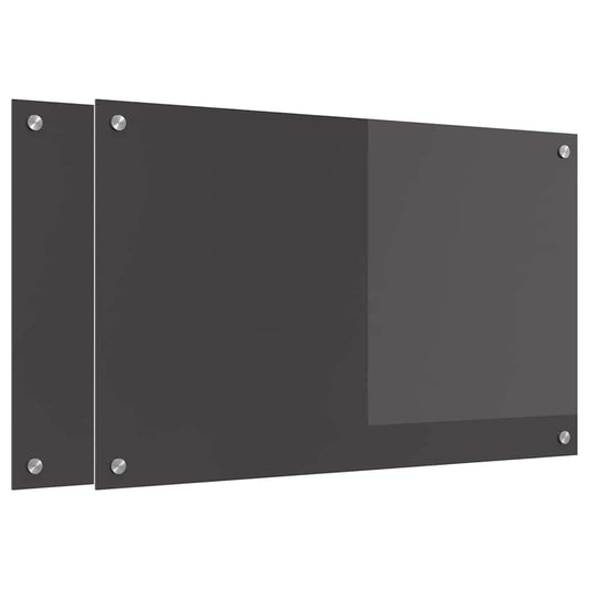 Kitchen Backsplash 2 pcs Dark Grey 80 x 50 cm Tempered Glass Kitchen Backsplash 2 pcs Dark Grey 80 x 50 cm Tempered Glass