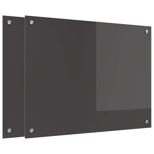 Kitchen Backsplash 2 pcs Dark Grey 80 x 60 cm Tempered Glass Kitchen Backsplash 2 pcs Dark Grey 80 x 60 cm Tempered Glass