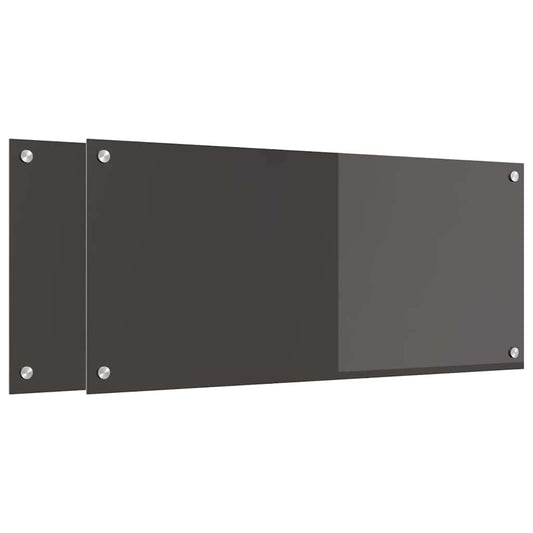 Kitchen Backsplash 2 pcs Dark Grey 90 x 40 cm Tempered Glass Kitchen Backsplash 2 pcs Dark Grey 90 x 40 cm Tempered Glass