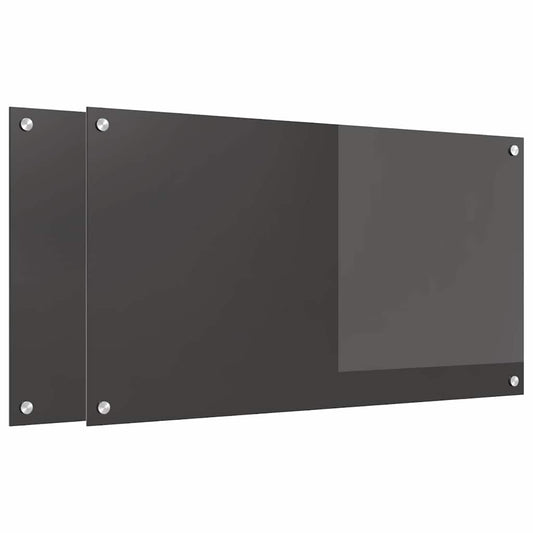 Kitchen Backsplash 2 pcs Dark Grey 90 x 50 cm Tempered Glass Kitchen Backsplash 2 pcs Dark Grey 90 x 50 cm Tempered Glass