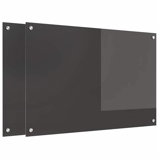 Kitchen Backsplash 2 pcs Dark Grey 90 x 60 cm Tempered Glass Kitchen Backsplash 2 pcs Dark Grey 90 x 60 cm Tempered Glass