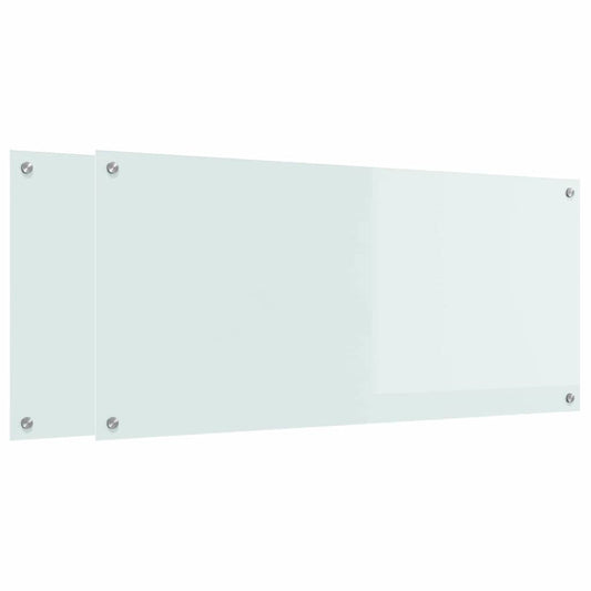 Kitchen Backsplash 2 pcs White 110 x 50 cm Tempered Glass Kitchen Backsplash 2 pcs White 110 x 50 cm Tempered Glass