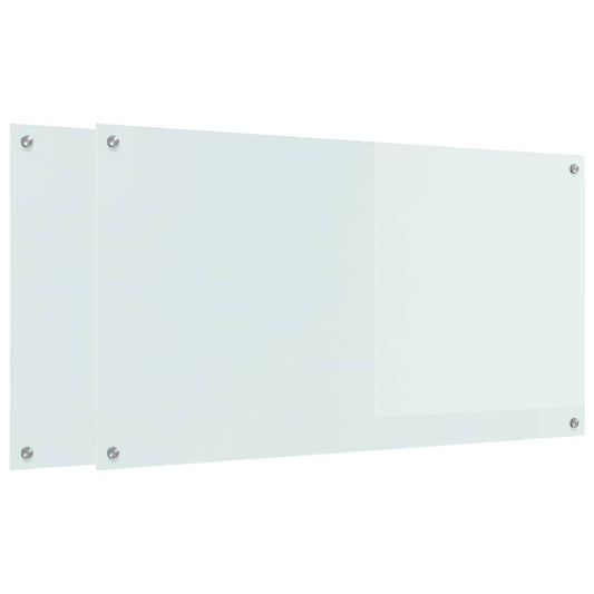 Kitchen Backsplash 2 pcs White 110 x 60 cm Tempered Glass Kitchen Backsplash 2 pcs White 110 x 60 cm Tempered Glass