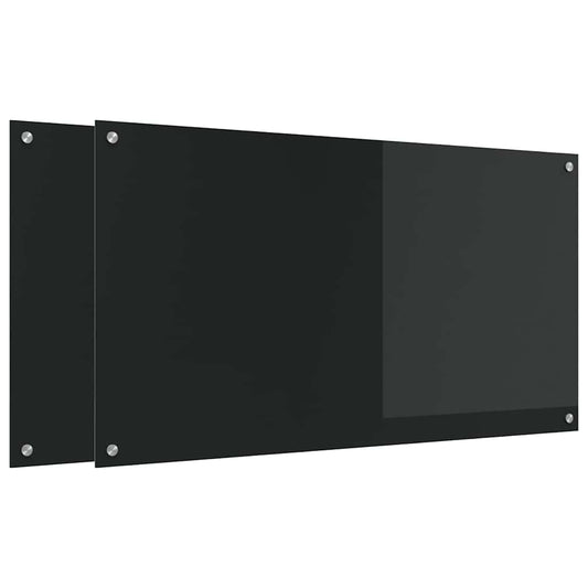 Kitchen Backsplash 2 pcs Black 110 x 60 cm Tempered Glass Kitchen Backsplash 2 pcs Black 110 x 60 cm Tempered Glass