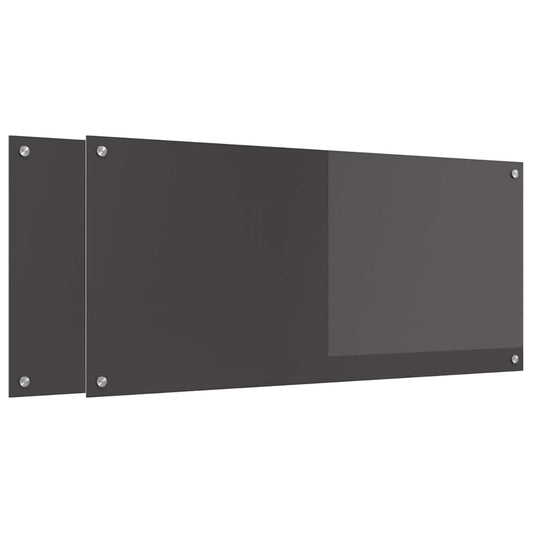Kitchen Backsplash 2 pcs Dark Grey 110 x 50 cm Tempered Glass Kitchen Backsplash 2 pcs Dark Grey 110 x 50 cm Tempered Glass