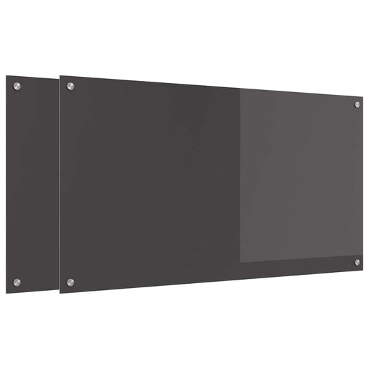 Kitchen Backsplash 2 pcs Dark Grey 110 x 60 cm Tempered Glass Kitchen Backsplash 2 pcs Dark Grey 110 x 60 cm Tempered Glass