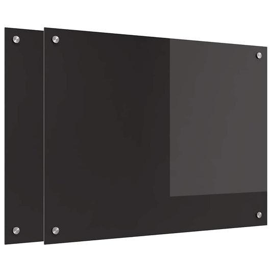 Kitchen Backsplash 2 pcs Black 80 x 60 cm Tempered Glass Kitchen Backsplash 2 pcs Black 80 x 60 cm Tempered Glass