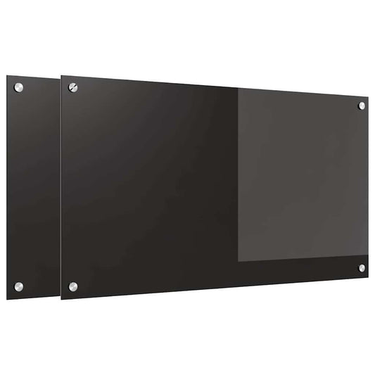 Kitchen Backsplash 2 pcs Black 90 x 50 cm Tempered Glass Kitchen Backsplash 2 pcs Black 90 x 50 cm Tempered Glass