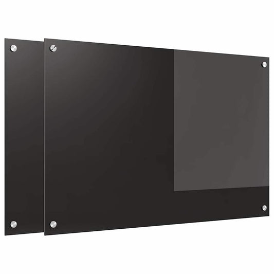 Kitchen Backsplash 2 pcs Black 90 x 60 cm Tempered Glass Kitchen Backsplash 2 pcs Black 90 x 60 cm Tempered Glass
