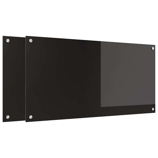 Kitchen Backsplash 2 pcs Black 100 x 50 cm Tempered Glass Kitchen Backsplash 2 pcs Black 100 x 50 cm Tempered Glass