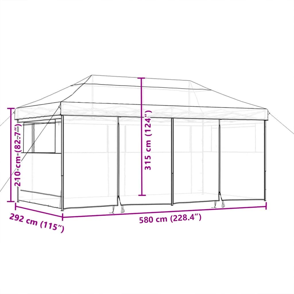 Party Tent Pop-up Taupe 580 x 292 x 315 cm Oxford Fabric