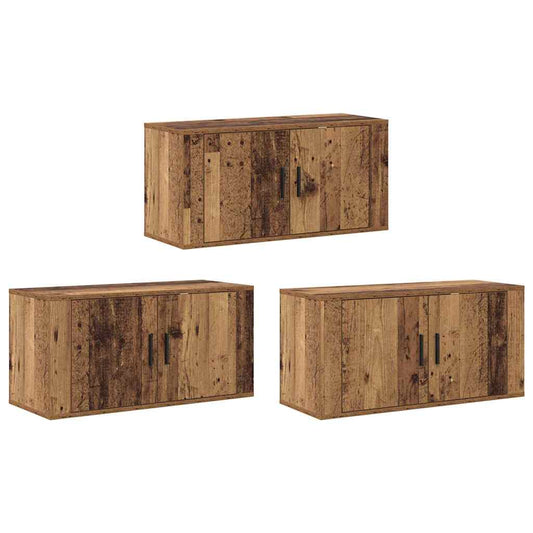 Wall-mounted TV Cabinet Set 3 pcs Old Wood 80 x 34.5 x 40 cm Wall-mounted TV Cabinet Set 3 pcs Old Wood 80 x 34.5 x 40 cm
